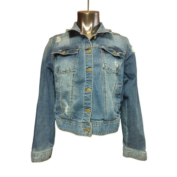 Celerity pink Jackets & Blazers - Celebrity Pink Women's Acid Washed Blue Denim Jean Jacket Large